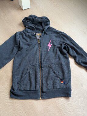 Aviator Nation 14 Logo Lightning Bolt Hoodie FIT WOMENS XS-SMALL USA pink